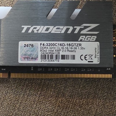 G.SKILL Trident Z RGB DDR4-3200 16GB (2x8GB) DIMM Intel XMP 2.0 Ready RAM