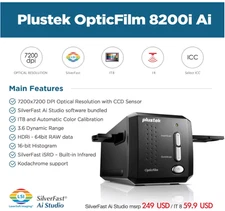 Plustek OpticFilm 8200i Ai Film Scanner Bundle with SilverFast Ai Studio 8
