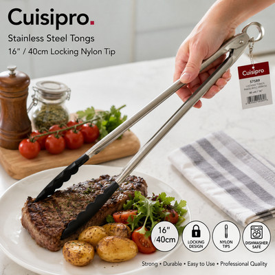 Cuisipro 16'' abschließbare Edelstahl Küchenzange Nylonspitzen BBQ Grill 40 cm