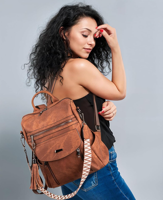 PU Leather Backpack Purse for Women | Fashion Tassel Ladies  display picture 3