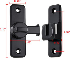 Black Enhanced Security Flip Latch Lock - Heavy-Duty 90/180 Degree Sliding an...
