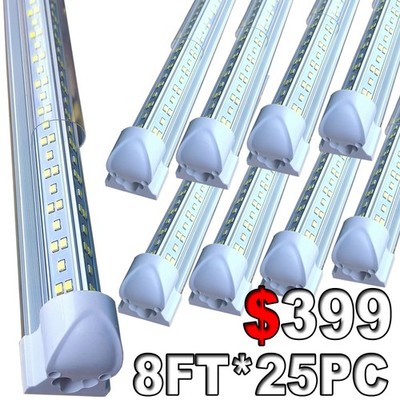 25 Pack 8FT LED Linkable Shop Light for Garage, 8feet LED Tube Light Fixture144w