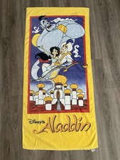 Vintage 90&rsquo;s Disney&rsquo;s Aladdin All Over Print Beach Towel Franco Jasmine Genie