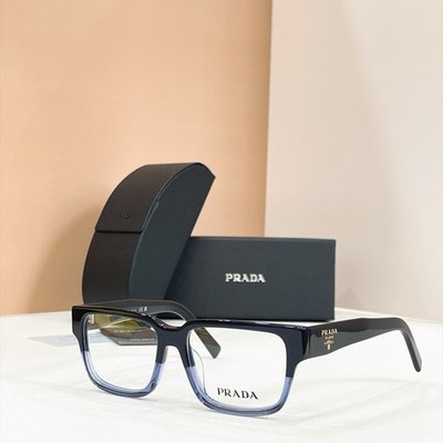 Prada PR D10VD Square Eyeglasses Black Blue Gradient 55-16-145 WITH NEW CASE