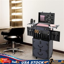 Professional Makeup Case Rolling Cosmetology Case Metal Beauty Travel Luggage