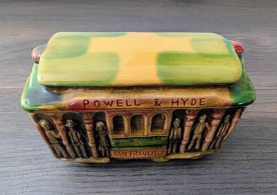 Vintage Keramikdose San Francisco Trolley | 1970er Jahre | Powell & Hyde | Japan
