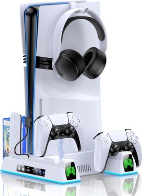 PS5 Kühlständer mit RGB Licht 4 Stufen Lüfter Controller Ladestation für