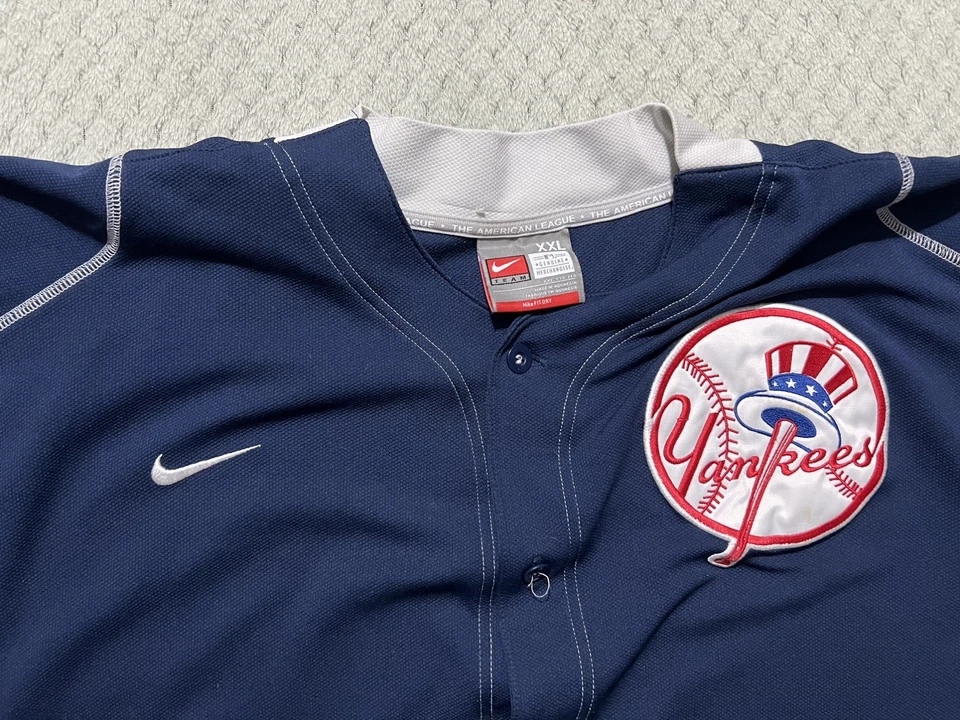 Camiseta deportiva NikeFit MLB de los Yankees de Nueva York abotonada azul marino para hombre XXL Foto 3 de 4