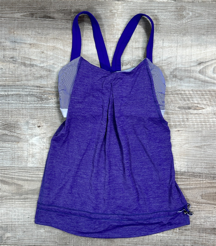 Lululemon Purple Rest Less Heathered Bruised Berry Wee Stripe Cinched Tank Top 4