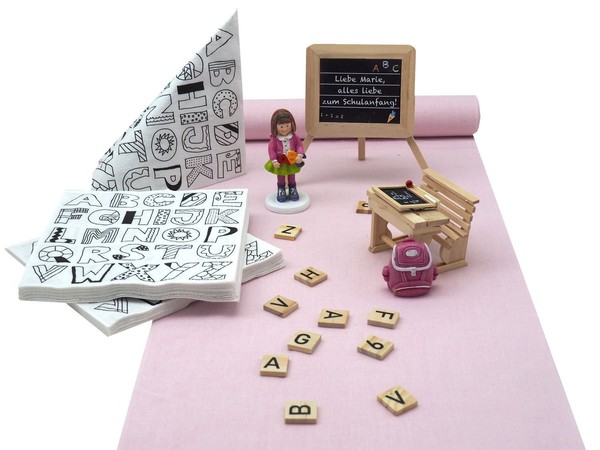 Tischdeko Schulanfang Einschulung MäDchen Schule Deko Personalisiert Set-image