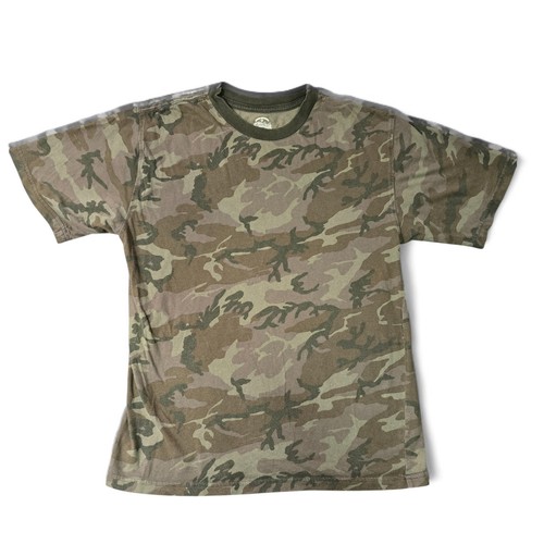 Faded Glory Boys T-Shirt Size 2X 18 Olive Camo Tee Cotton Army Military Style