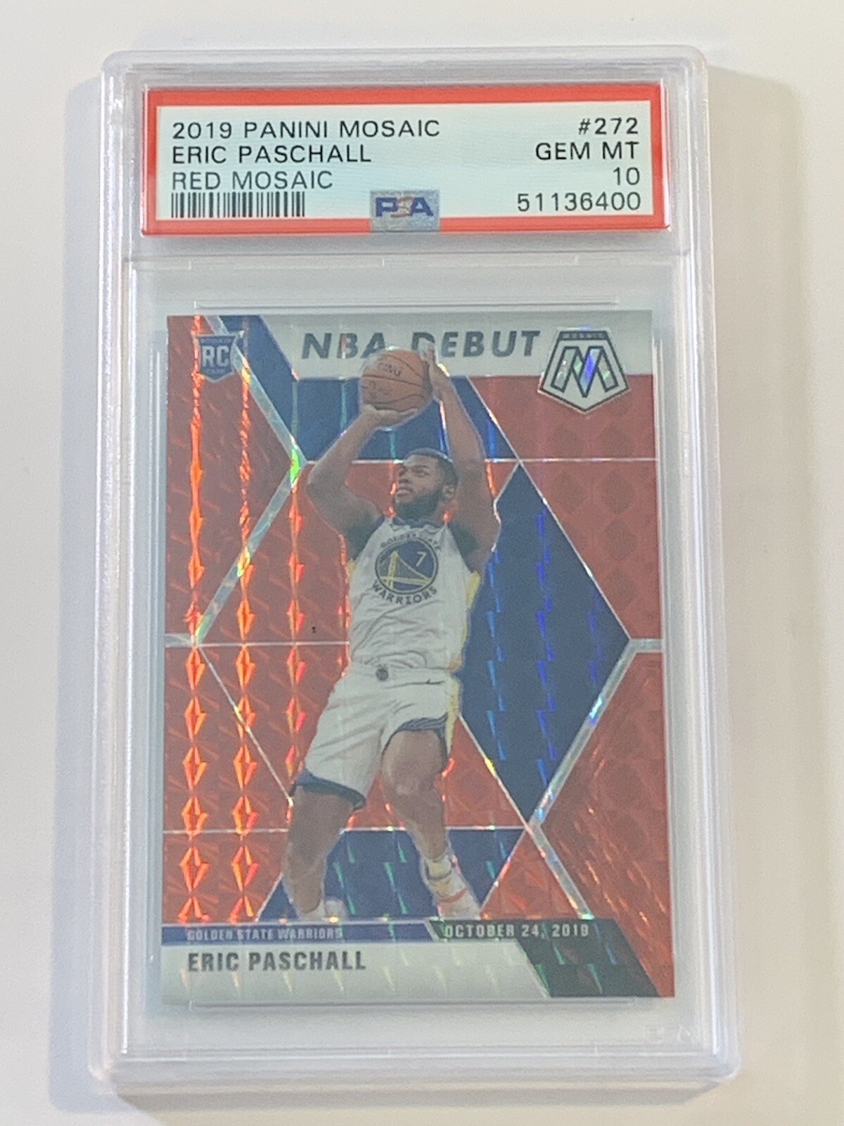 2019 Panini Mosaic Red Eric Paschall Rookie Card #250 PSA 10 Gem Mint NBA RC