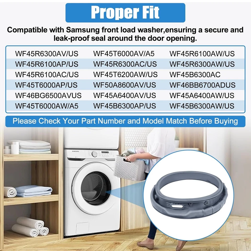 Новый DC64-03788A стиральная машина двери загрузки уплотнение подходит Samsung стиральная машина уплотнение WF45R6300AW/US - Изображение 4 из 4