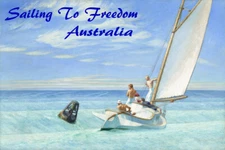 Sailing to Freedom Australia Sail Ocean Sailboat Vintage Poster Repro FREE S/H