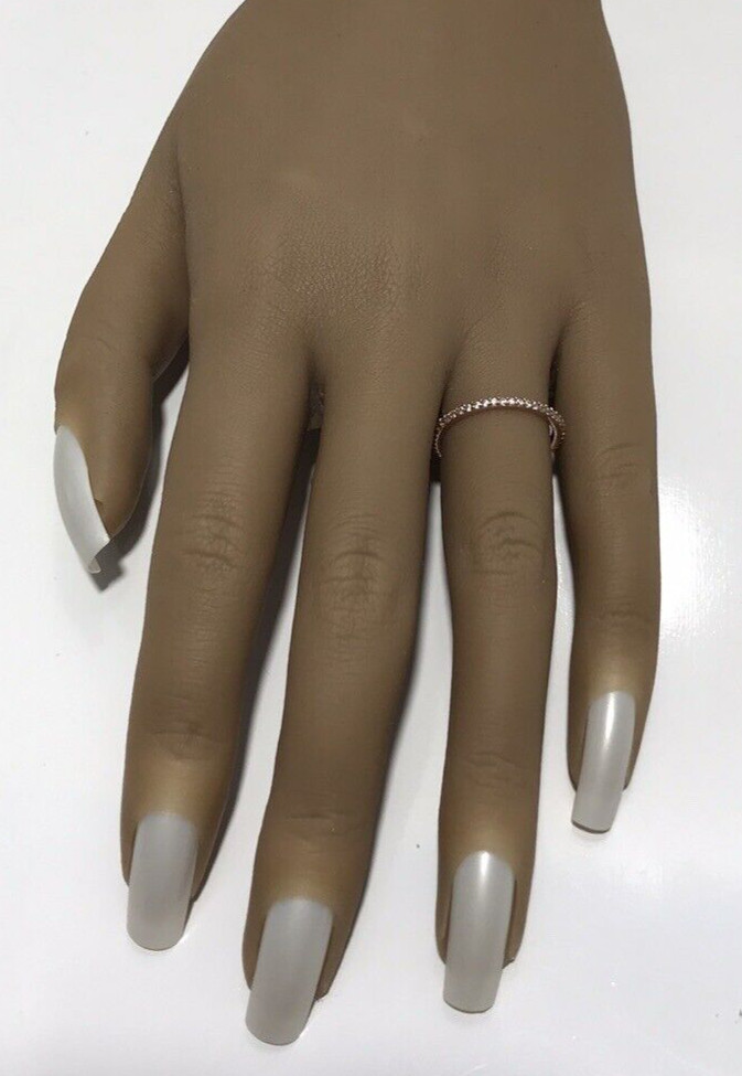 Solid Sterling Silver Rose Gold Stackable CZ Ring… - image 5