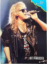 DEF LEPPARD JOE ELLIOTT LIVE VINTAGE 1990'S MAGAZINE PINUP POSTER CLIPPING (A)