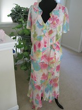 DANA BUCHMAN FLORAL SILK 2 PC OUTFIT, NWT