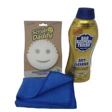 Scrub Daddy Dye Free Sponge Bar Keepers Friend Soft Cleanser 26 Microfiber Cloth