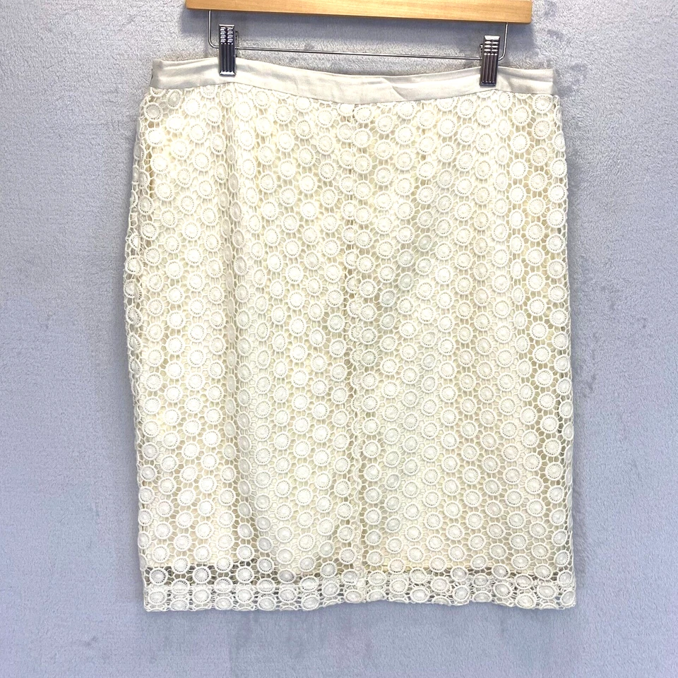 Karen Kane кружева крючком юбка женщин 12 кремовый карандаш с подкладкой стильный колена скромный - Изображение 2 из 4