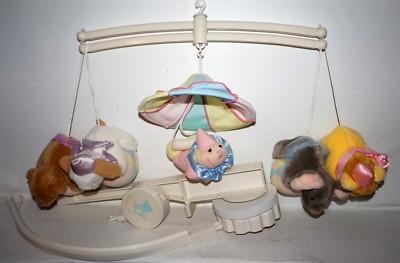 Vtg Dakin CIRCUS Musical Mobile Baby Nursery Crib Rail Brahms' Lullaby 1988 