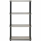 Gray Oak Black 4 Tier Display Rack Shelf Bookcase Storage Organizer ...