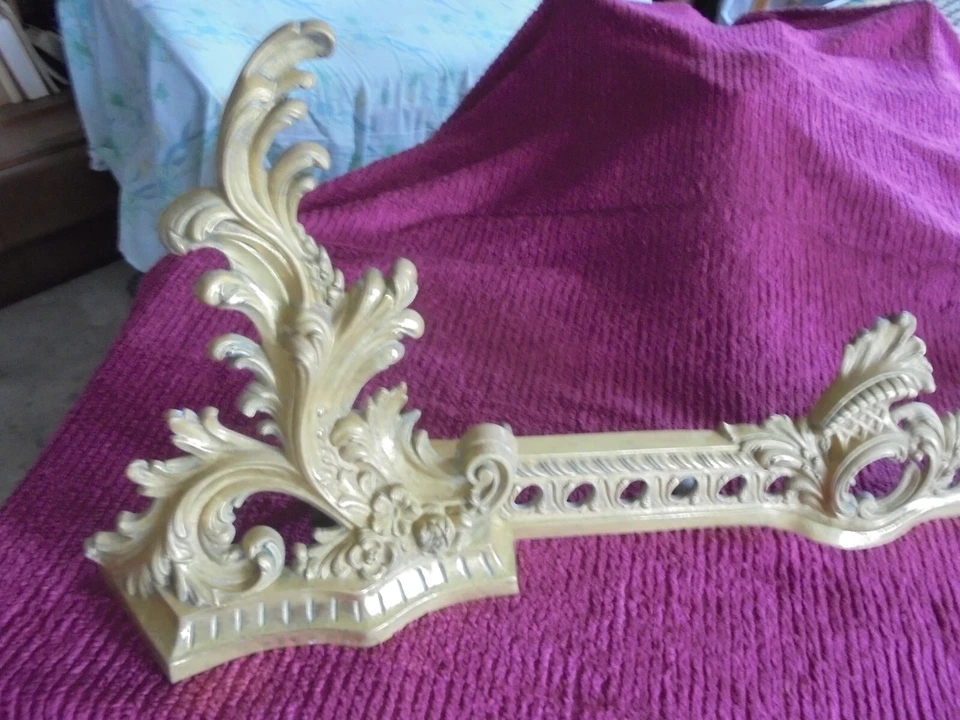 *SUPERBE BARRE DE CHEMINEE & CHENETS BRONZE Déco ATRE - Photo 3/4