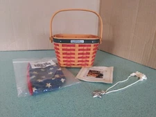 Longaberger 2001 Inaugural basket, liner, protector & tie-on  NEW