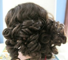 SIZE 12 PAIGE MEDIUM BROWN ANTIQUE MODERN DOLL WIGS SYNTHETIC MOHAIR
