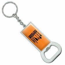 Choose Your Weapon Chef Baker Kitchen Rectangle Metal Bottle Opener Keychain