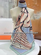 Sallys Boutique 14 18 Momme Twill Silk Wrap Scarf Horse Wings Print Shawl 35"