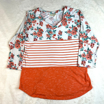 Bobbie Brooks Pattern Blocked Knit Top size M
