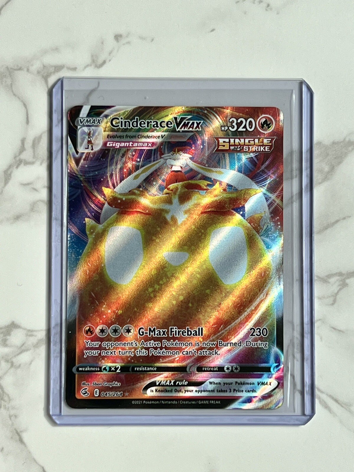 Pokémon TCG Cinderace VMAX Fusion Strike 045/264 Holo Ultra Rare NM