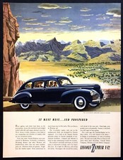 1940 Lincoln Zephyr Sedan At Wyoming Ranch Art It Went West Vintage Print Ad 1940 Lincoln Zephyr Sedan At Wyoming Ranch Art It Went West Vintage Print Ad