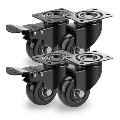 GBL Heavy Duty PU Castor Wheels 50mm 4x Swivel Casters for Furniture & Trolley 200KG