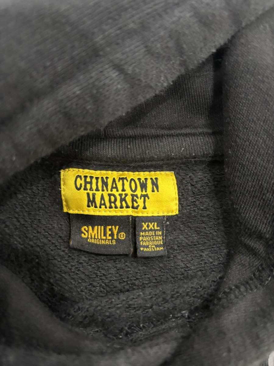 Chinatown Market Sweat à Capuche Coton Noir Smiley Cœur XL