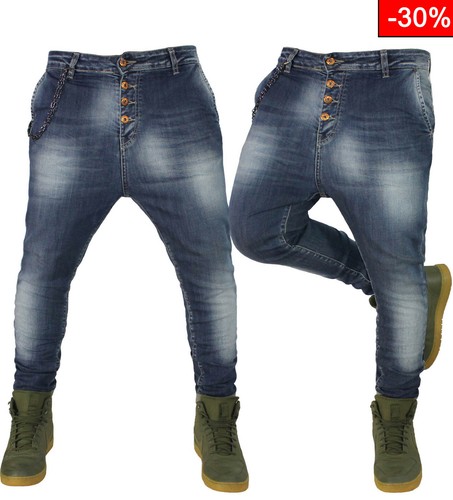Men Horse Low Turkish Klixs Denim Harem Slim Pants Elasticated | eBay
