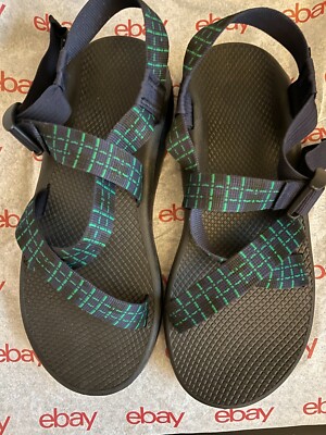 Chaco Men\'s Black Sandals with Green Patterned Straps Chaco Men main image 2