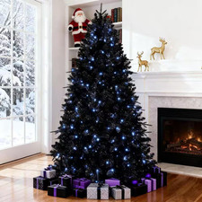 5 Ft. Black Artificial Christmas Tree, Prelit Halloween Tree with 250-Lights and