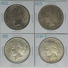 1922 1923 1925 1934-D Peace Dollar Lot of 4 (719) — photo 1