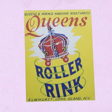 1940s Elmhurst Queens New York Vintage Roller Skating Rink Sticker Label Decal