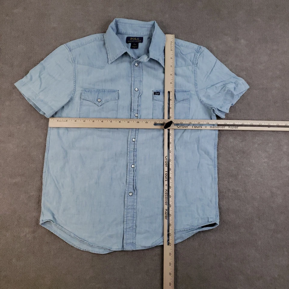 Polo Ralph Lauren Shirt Boys Large Blue Western Pearl Snap Denim Cotton - Image 2 of 4