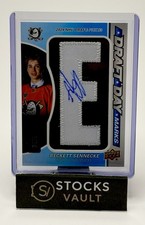 2025-26 SP Game Used Beckett Sennecke Draft Day Marks Auto RC Letter E /35