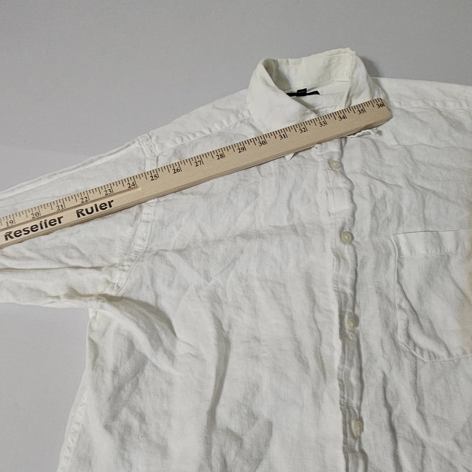 CAMISA SOCIAL MURANO TAMANHO M 100% LINHO EUROPEU FINO MANGA LONGA Marfim Médio - Imagem 4 de 4