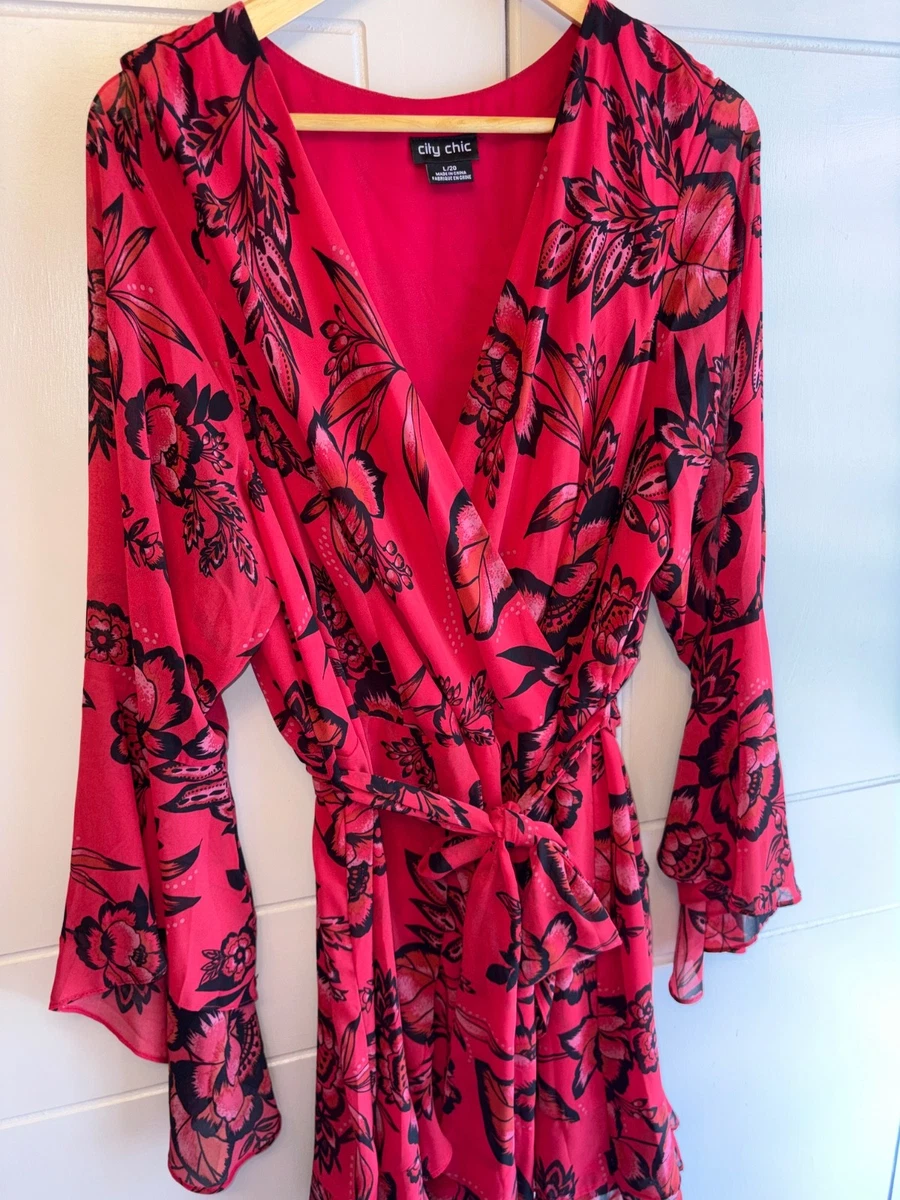 red floral frill waist v neck smock dress Petal and Pup Women's Virginia Maxi Dress