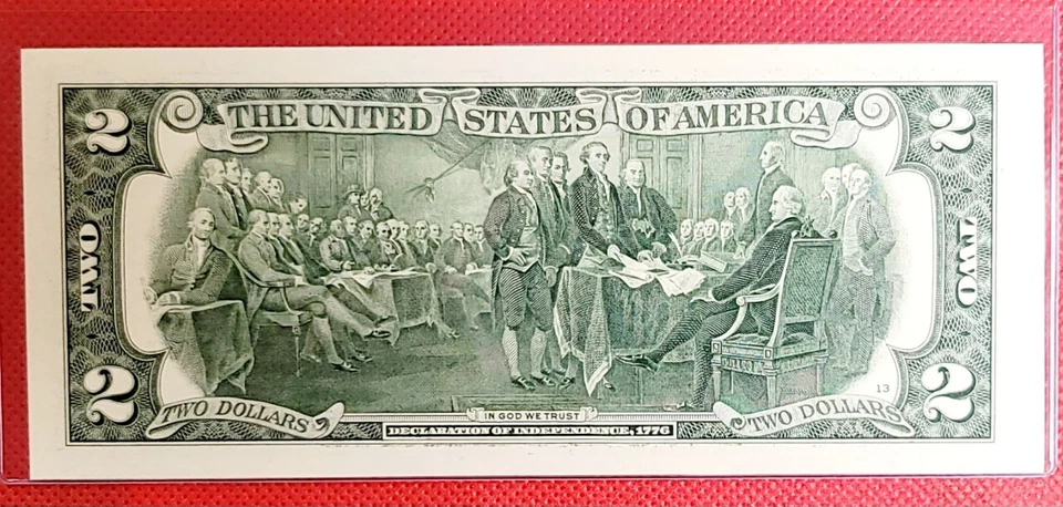 2017 A $2 Federal Reserve Note REAL RADAR Serial G31833813A– Fancy Number UNC - Image 2 of 2