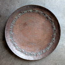Roycroft Hand Hammered Copper Tray with Leaf Design Marked Nice Arts And Crafts