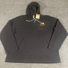 The North Face Jacket Mens 2XL Black Quarter Zip Fleece Hooded Caprock Pockets