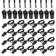 Plastic Whistles with Lanyard, 36 Pcs Black-Fitting for Coaches/Referee 