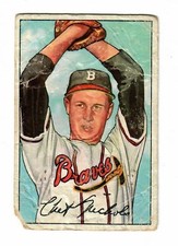 1952 Chet Nichols Boston Braves Bowman Baseball card