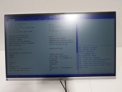 Acer Aspire C27-1655-UA93 AIO i7 11th 16 GB 512 SSD 1TB HDD FOR PARTS / REPAIR